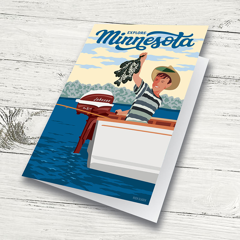 Explore Minnesota, Vintage Fishing Greeting Card – Image Quest Design