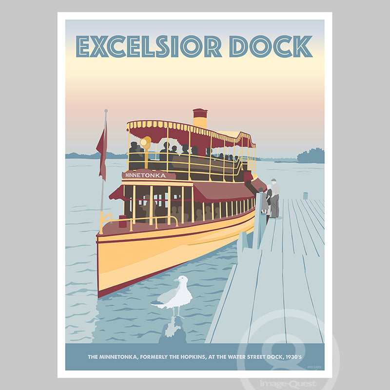 Excelsior Dock, The Minnetonka, Lake Minnetonka Poster by Rich Sladek (frame not included)