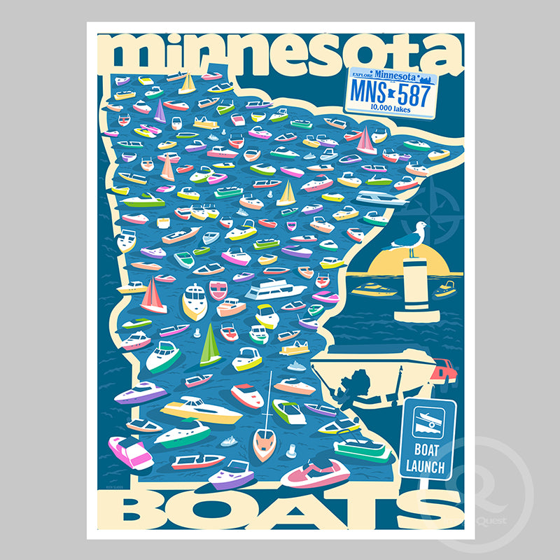 Minnesota Boats Poster by Rich Sladek (frame not included)