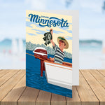 Explore Minnesota, Vintage Fishing Greeting Card