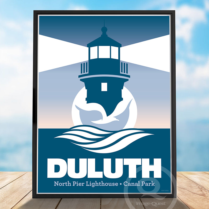 Duluth North Pier Lighthouse, Canal Park Poster by Rich Sladek (frame not included)