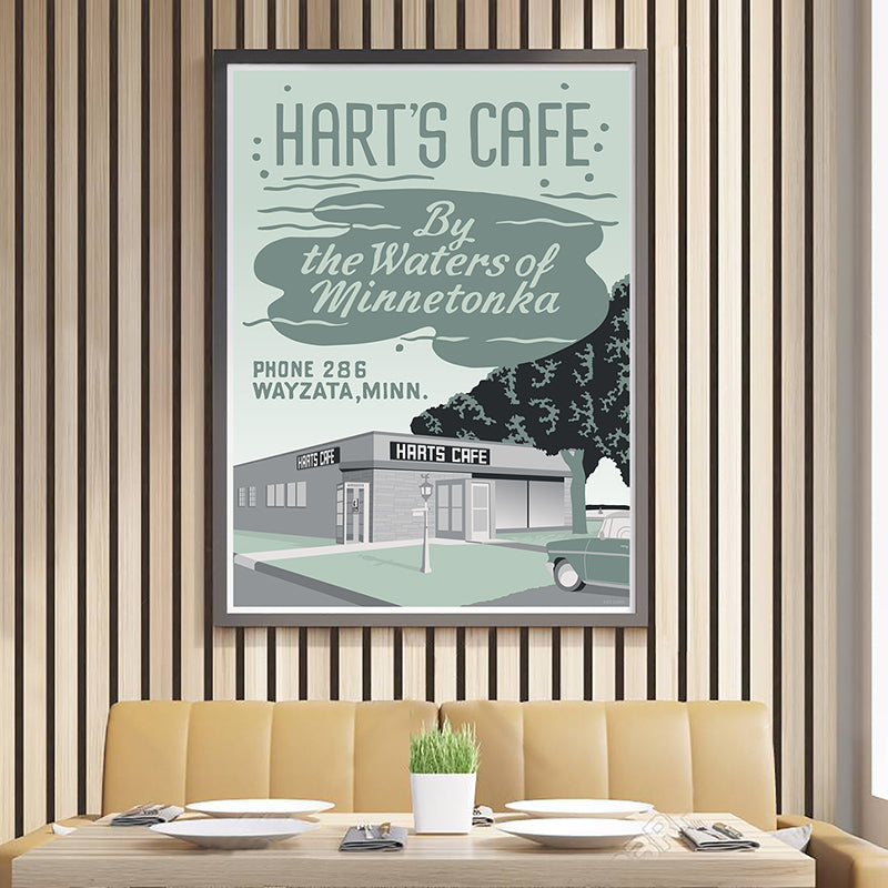 Hart's Cafe, Wayzata, on Lake Minnetonka Vintage Poster by Rich Sladek (frame not included)