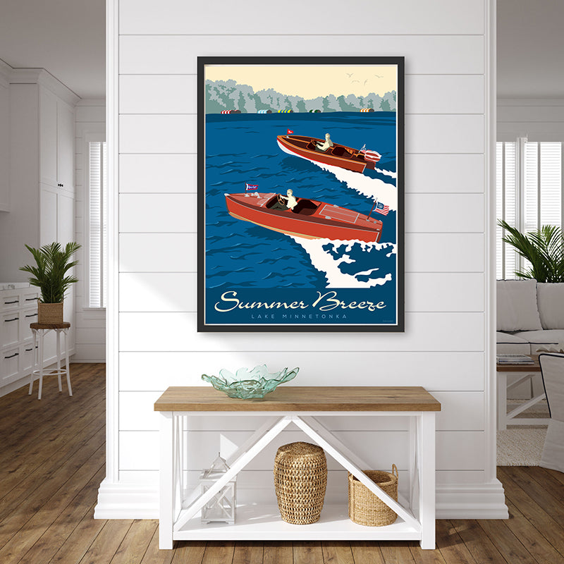 Summer Breeze Wooden Boats on Lake Minnetonka Poster by Rich Sladek (frame not included)