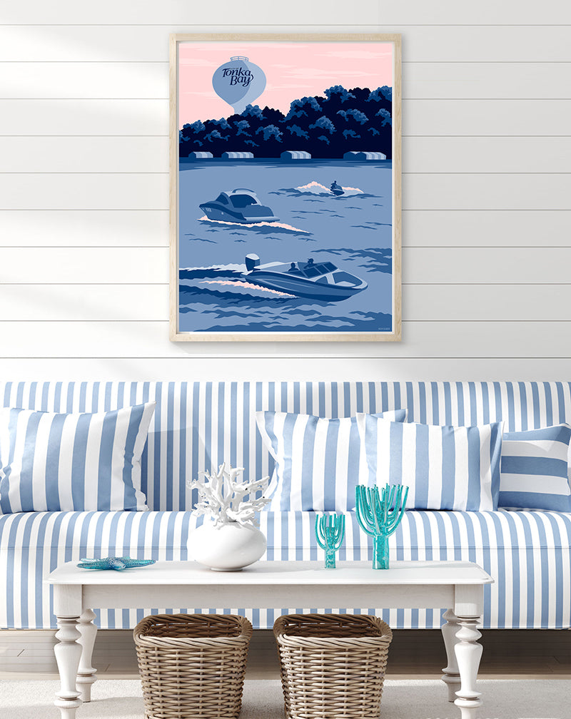 Tonka Bay, Lake Minnetonka Boating Poster by Rich Sladek (frame not included)