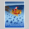 Santa Ice Fishing - Minnesota Poster by Rich Sladek (frame not included)