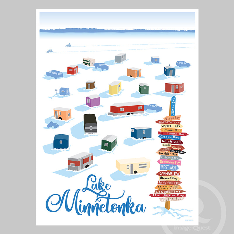Fish Houses, Lake Minnetonka Poster by Rich Sladek (frame not included)