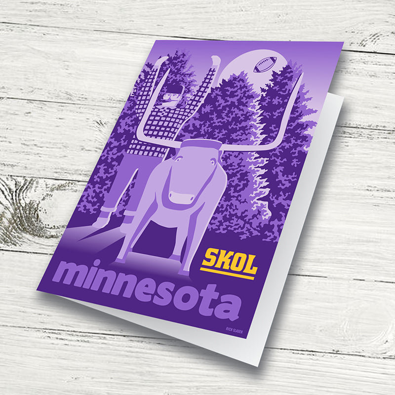 Paul Bunyan and Babe the “Purple” Ox, Skol, Minnesota Football, Greeting Card