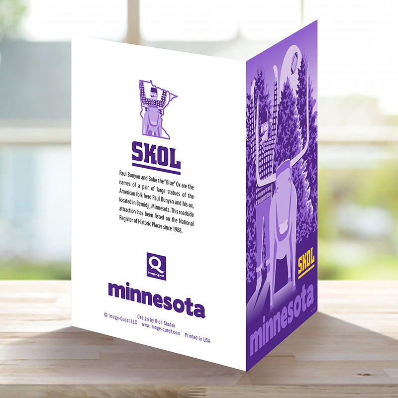Paul Bunyan and Babe the “Purple” Ox, Skol, Minnesota Football, Greeting Card