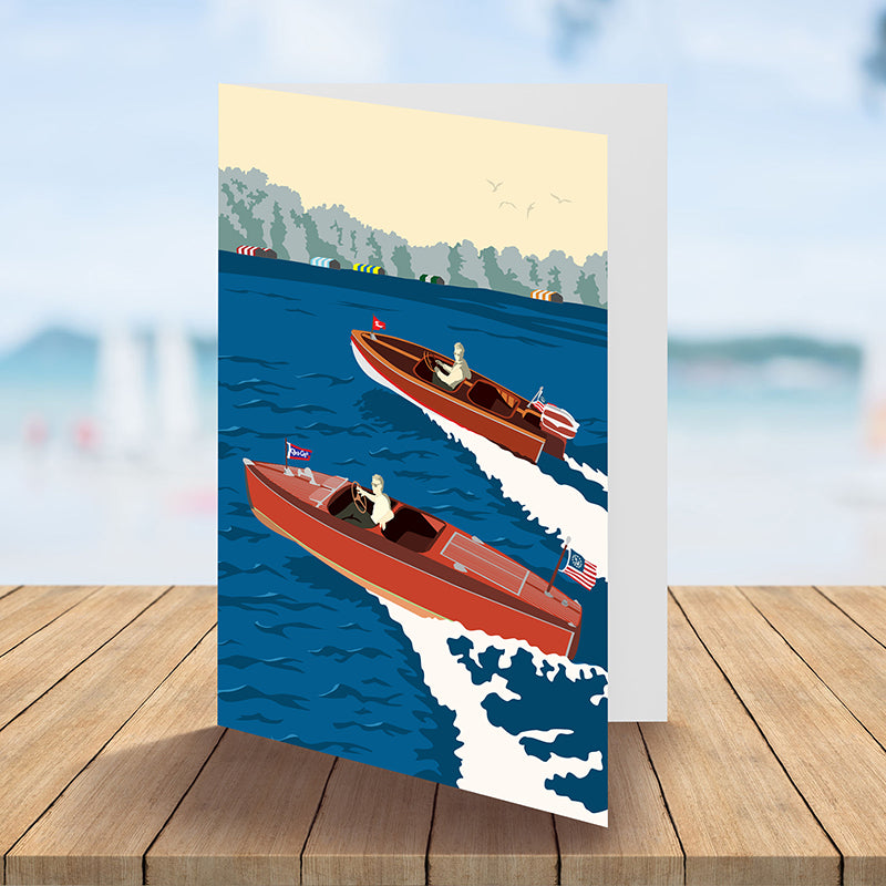 Summer Breeze Wooden Boats on Lake Minnetonka Greeting Card